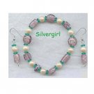 Glass Pearl Purple Marbled Lampwork Bead Set