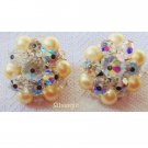 Vintage?Antique Cream Pearl Rainbow Glass Clip Earrings Vintage?Antique Cream Pearl Rainbow Glass Clip Earrings