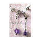 Long Stick Dark Fluorite Gemstone Earrings