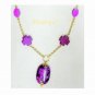 Gold Plate Link Chain Purple Shell Gemstone Crystal Necklace