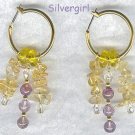 Amethyst Citrine Gemstone Hoop Earrings