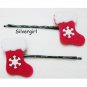 Cute Red Christmas Stocking Bobby Pins Little Girls Snowflake