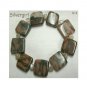 Green Zebra Jasper Gemstone Stretch Bracelet Earring Set 6.75"
