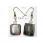 Green Zebra Jasper Gemstone Stretch Bracelet Earring Set 6.75"