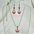 Pretty Pink Heart Necklace Earring Chain Set