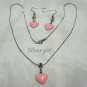 Pretty Pink Heart Necklace Earring Chain Set