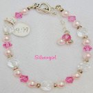 Pink Crystal Glass Pearl Bracelet