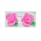 Bright Hot Pink Colored Polymer Clay Rose Flower Stud Earrings Bright Hot Pink Colored Polymer Clay Rose Flower Stud Earrings