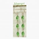 Sea Green Twisted Glass Beaded Silver Dangle Earrings