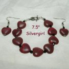Red Marbled Hearts Bracelet and Earrings