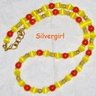 Golden Yellow Orange Cat's Eye Beaded Necklace