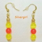 Golden Yellow Orange Cat's Eye Beaded Earrings