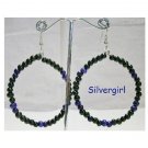 Large Black Purple Wooden Bead Hoop Earrings Large Black Purple Wooden Bead Hoop Earrings