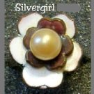 Fun Fashion Bronze White Brown Imitation Pearl Ring