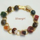 Gold Plate Polished Mixed Gemstone Bracelet