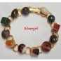 Gold Plate Polished Mixed Gemstone Bracelet