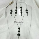 Fantasy Moon and Stars Black Czech Necklace Earring Set Fantasy Moon and Stars Black Czech Necklace Earring Set