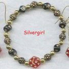 Fantasy Moon & Stars Black Glass Bracelet Earring Set