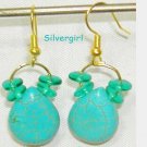 Blue Green Glass Turquoise Gemstone Tear Drop Earrings Blue Green Glass Turquoise Gemstone Tear Drop Earrings