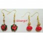 Lampwork Gold White Red Green Gold Plate Bracelet Earring Set Christmas
