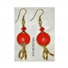 Fire Red Dangle Lampwork Crystal Earrings