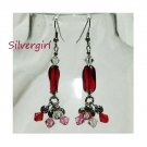 RUBY DELIGHT Red Clear Pink Crystal Dangle Earrings