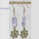 Twisted Lilac Blue Glass Snowflake Dangle Earrings