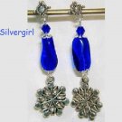 Twisted Sapphire Glass Bead Snowflake Dangle Earrings Twisted Sapphire Glass Bead Snowflake Dangle Earrings