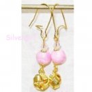 Light Pink Glass Crystal Snowflake Dangle Earrings Light Pink Glass Crystal Snowflake Dangle Earrings