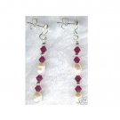 Fresh Water Pearl Fuchsia Swarovski Crystal Earrings
