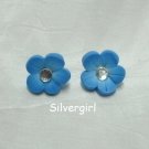 5 Point Blue Polymer Clay Flower Stud Earrings