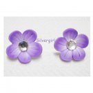 5 Point Purple White Polymer Clay Flower Stud Earrings 5 Point Purple White Polymer Clay Flower Stud Earrings