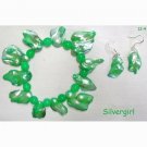 Emerald Green Wonky Pearl Shell Sterling Silver Beaded Bracelet