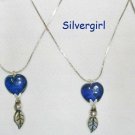 1 Cobalt Blue Marbled Heart Necklace