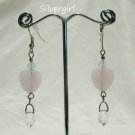 Soft Pink Glass Heart Crystal Dangle Earrings Soft Pink Glass Heart Crystal Dangle Earrings