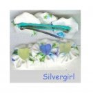 1 Pair Pretty Cloth Blue Green Hair Clips