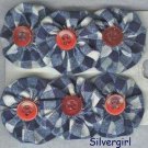 1 Pair Navy Blue White Red Button Plaid Hair Clips