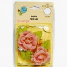 2 Pretty Pink Flower Hair Combs
