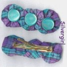 1 Pair Purple Green Plaid Hair Clips