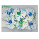 Hand Created Blue and Green Bead Silky Hair Clips