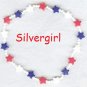 Red White Blue Star Bead Boutique Beaded Necklace