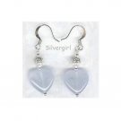 Ice Blue Marbled Heart Earrings