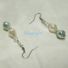 Baby Blue Ivory Glass Crystal SP Earrings