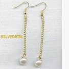 Fun Goldtone Chain Earrings With Imitation Pearls