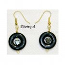Blackstone Hematite Heart Donut Dangle Earrings