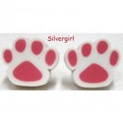 Red White Pet Paw Polymer Clay Stud Earrings 14mm/1/2" plus Red White Pet Paw Polymer Clay Stud Earrings 14mm/1/2" plus
