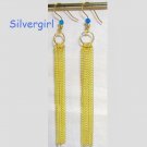 3 7/8" 6 Strand Dangle GP Chain Crystal Earrings 3 7/8" 6 Strand Dangle GP Chain Crystal Earrings