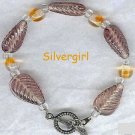 Amethyst Colored Glass Leaf Bracelet
