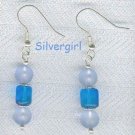 Blue Pillow Frosted Light Blue Bead Earrings
