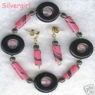 Blackstone Pink Swirled Polymer Bead Bracelet Set Blackstone Pink Swirled Polymer Bead Bracelet Set